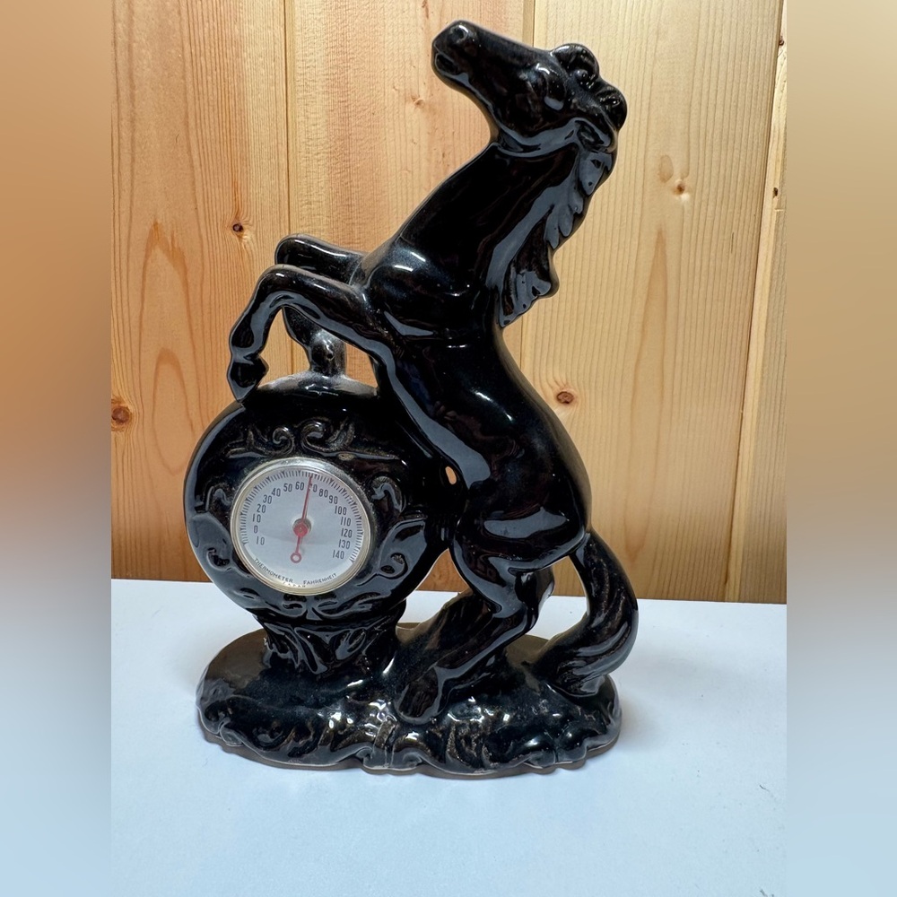 Vtg Elbro Porcelain Horse Thermometer Japan Hand Decorated Figurine
